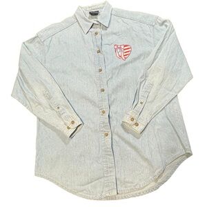 Vintage Three Rivers women’s size medium embroidered denim button down shirt